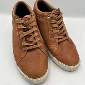 Chrome Men's Brown Leather & Mesh Lace Up Low Top Casual Sneakers 9.5 Skater‎